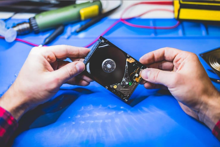 image of data recovery in progress from a damaged hard drive